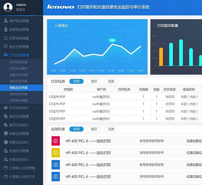 印刻錄安全監控審計系統界面設計